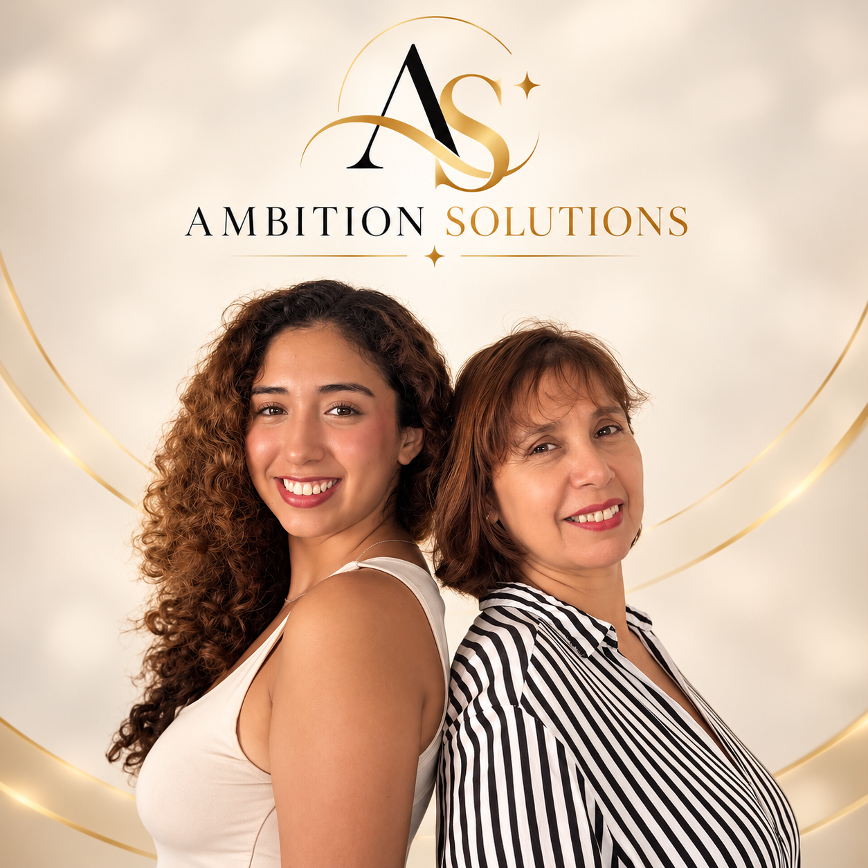 Retrato original de las fundadoras de Ambition Solutions, madre e hija